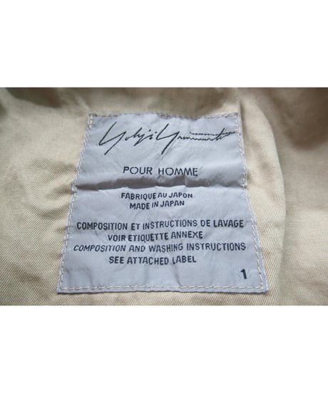 12ss yohji yamamoto pour homme カーキ 切替えデザイン コットンジャケット（HB-J02-803）