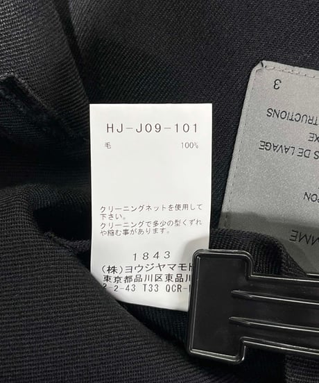 2023AW yohji yamamoto pour homme ロングジャケット（HJ-J09-101）