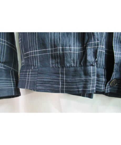 初期 80's COMME des GARCONS HOMME 紺 チェック 麻 シャツジャケット HJ-020600