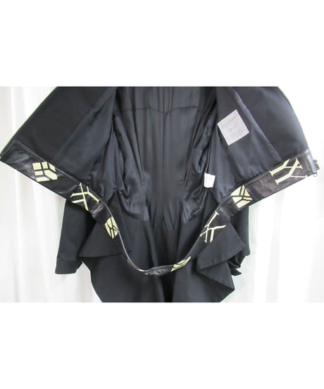 レア 新品未使用 07aw yohji yamamoto femme 黒 レザーモノグラムー燕尾ジャケット FX-J09-790