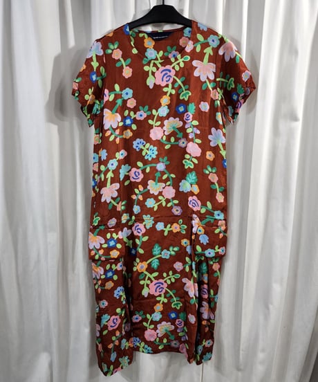 AD1996 COMME des. GARCONS 青山オリジナル  茶色 プリントワンピース (KX-615160)
