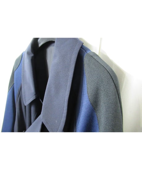 98ss yohji yamamoto pour homme vintage 袖ジャージ切替えデザインコート 紺（HJ-C01-812）