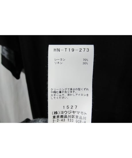 2020ss yohji yamamoto pour homme BLACK Scandal 内田すずめ バックプリントカットソー HN-T19-273