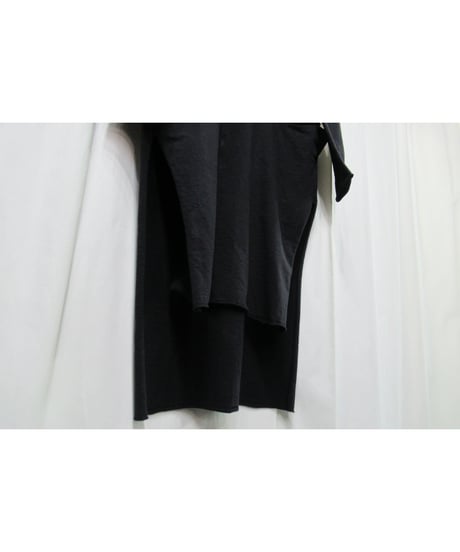 15aw yohji yamamoto pour homme 黒 ヘンリーネック ロングデザインカットソー（HY-T14-076）