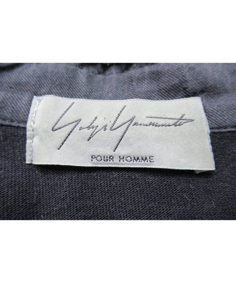 15aw yohji yamamoto pour homme 黒 ヘンリーネック ロングデザインカットソー（HY-T14-076）