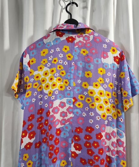 難ありAD1996 COMME des. GARCONS 青山オリジナル 赤 プリントワンピース (KX-615190)