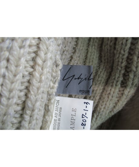 SAMPLE  yohji yamamoto pour homme レザー切替えフード付きニットジャケット J40-807