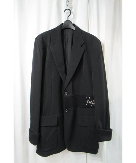 07aw yohji yamamoto pour homme ロゴ メッセージデザイン ニット切り替えジャケット（HX-J35-101）