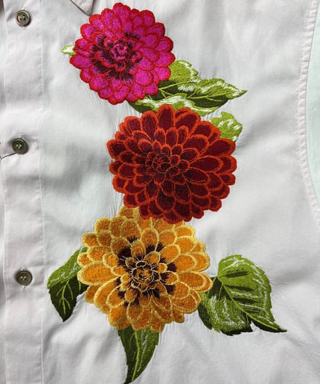 1988SS レプリカ yohji yamamoto pour homme 花刺繡シャツ（HD-B97-838）