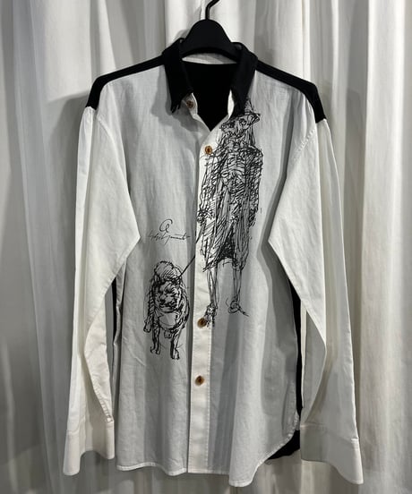 2016ss  yohji yamamoto pour homme 3枚襟プリントブラウス（HO-B47-805）