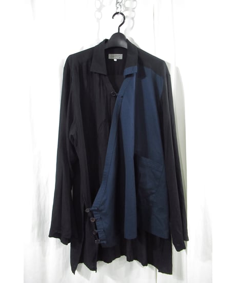 17ss yohji yamamoto pour homme 素材 カラー切替え デザインブラウス（HD-B19-804）