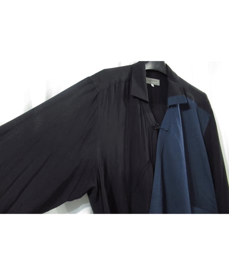 17ss yohji yamamoto pour homme 素材 カラー切替え デザインブラウス（HD-B19-804）
