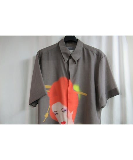 02ss yohji yamamoto pour homme SAEKO 女優シリーズ プリントブラウス HE-B66-975