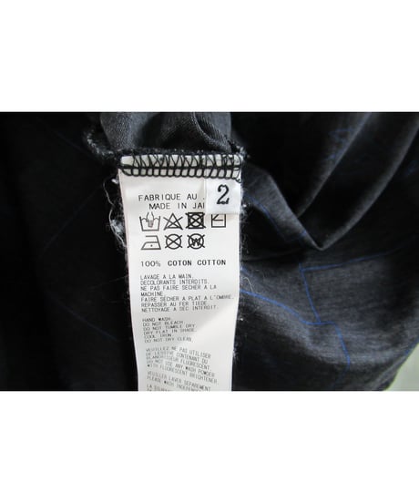 17aw yohji yamamoto Super Blue グレー インディゴ染め プリントカットソー NK-T83-095
