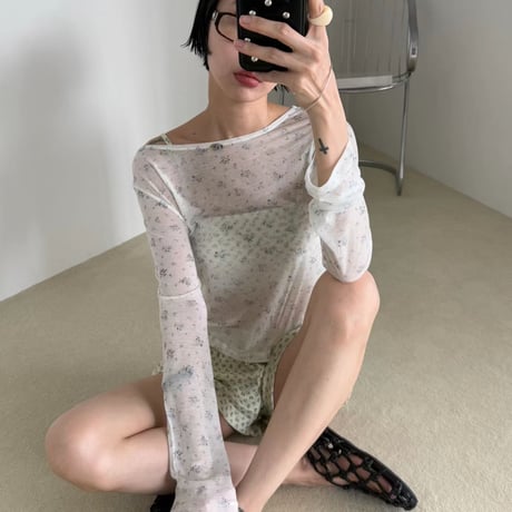 Mini Flower see-through tee/2カラー