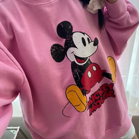 0391 NEW pigment vintage mickey sweat/2カラー