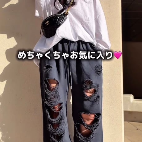 【即納販売】0687 damage sweat pants/3カラー⭐︎まいさん着用⭐︎３カラー