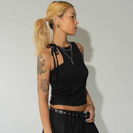 0857 shirring tank top/3カラー
