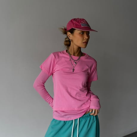 【即納販売】0669 color layered tee【半袖】/ブラックのみ