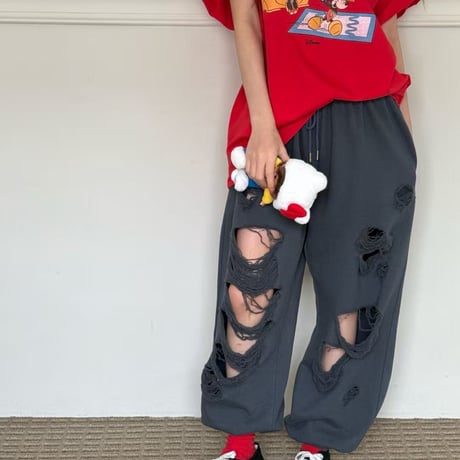 【即納販売】0687 damage sweat pants/3カラー⭐︎まいさん着用⭐︎３カラー