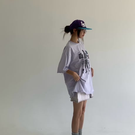 0766 damage garlic box pigment tee/チャコール
