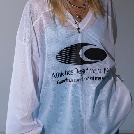 0814 Vネック mesh long sleeve/3カラー