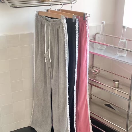 【即納販売】0071 pile frill line pants/2カラー