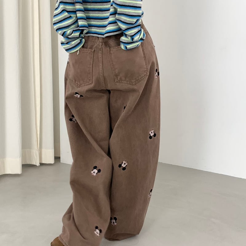 即納】0479 刺繍mickey pigment color denim/3カラー | ri