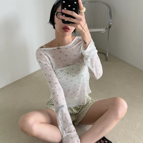 Mini Flower see-through tee/2カラー