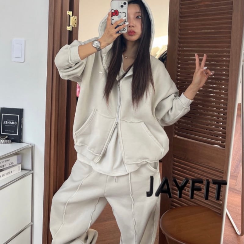 0499 🉐pigment zipup foodie & pants🉐/3カラー❤︎あんなさん