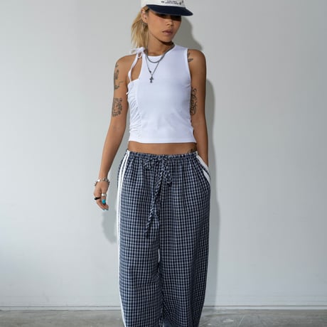 0856 check side line pants/2カラー