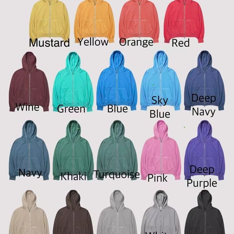 0543 SS New pigment color wzip hoodie/1９カラー