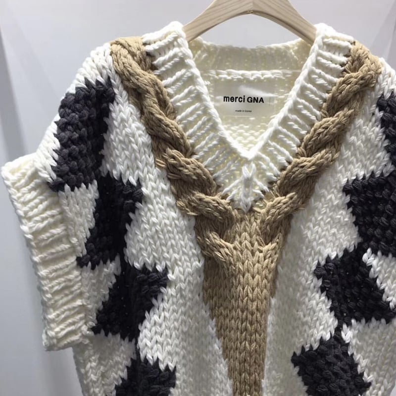 wool Alan pattern knitベスト | riru select