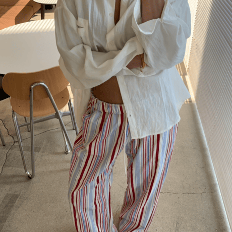 【即納販売】0168 stripe straight pants/3カラー