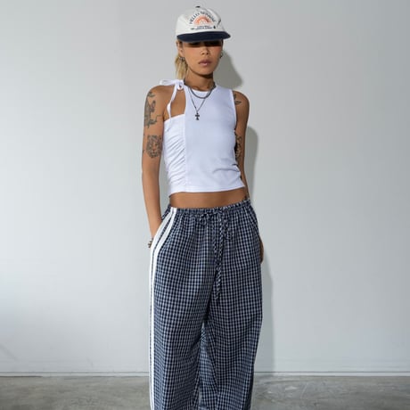 0856 check side line pants/2カラー