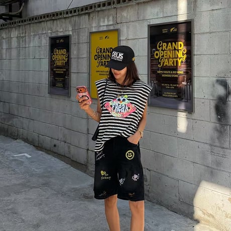 0851 border print tee/2パターン