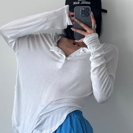 0837 soft henley long tee/3カラー