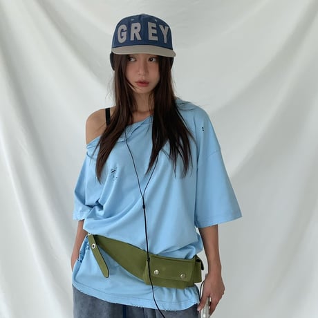 0678 damage over ワンショルダーtee／4カラー