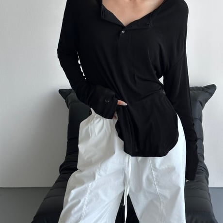 0837 soft henley long tee/3カラー
