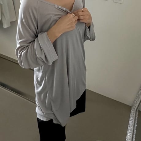 0852 Henry neck sheer summer sleeve/4カラー