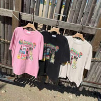 【即納】0742 pigment drink print tee/ベージュ
