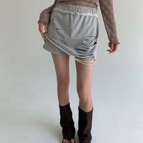 0835 damage skirt パンツ付/3カラー