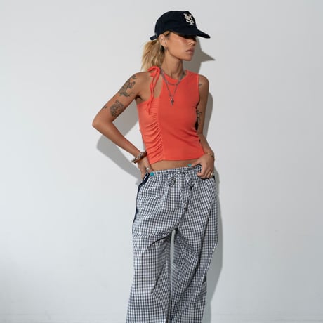 0856 check side line pants/2カラー