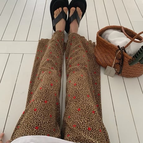 0762 leopard Heart pants/ワンカラー