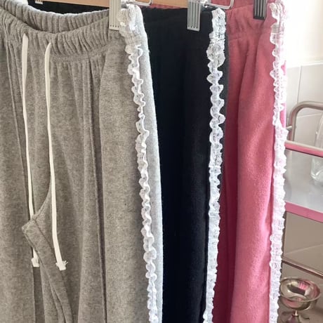 【即納販売】0071 pile frill line pants/2カラー