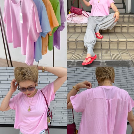 即納　0804 colorfu pigment フレアtee/ピンク