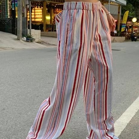 【即納販売】0168 stripe straight pants/3カラー