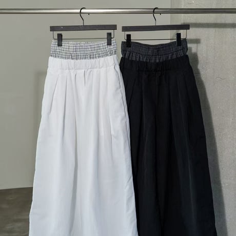 【即納販売】cotton nylon wide pants/ホワイトのみ
