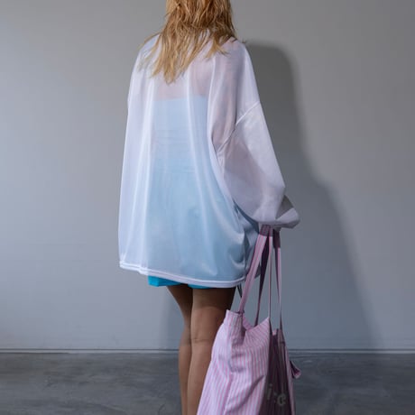 0814 Vネック mesh long sleeve/3カラー