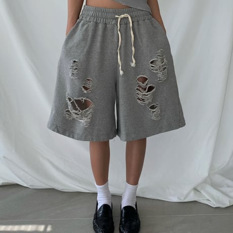 0679 pigment damage half pants／4カラー